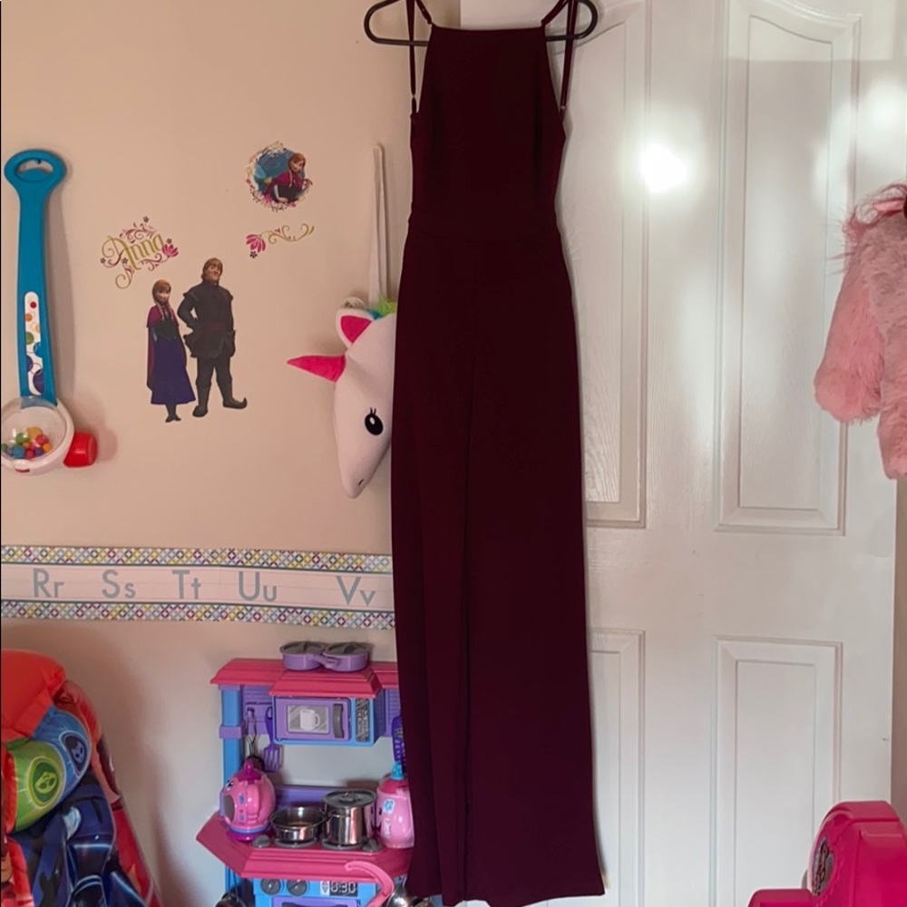 Burgundy Jumpsuit w/ open back